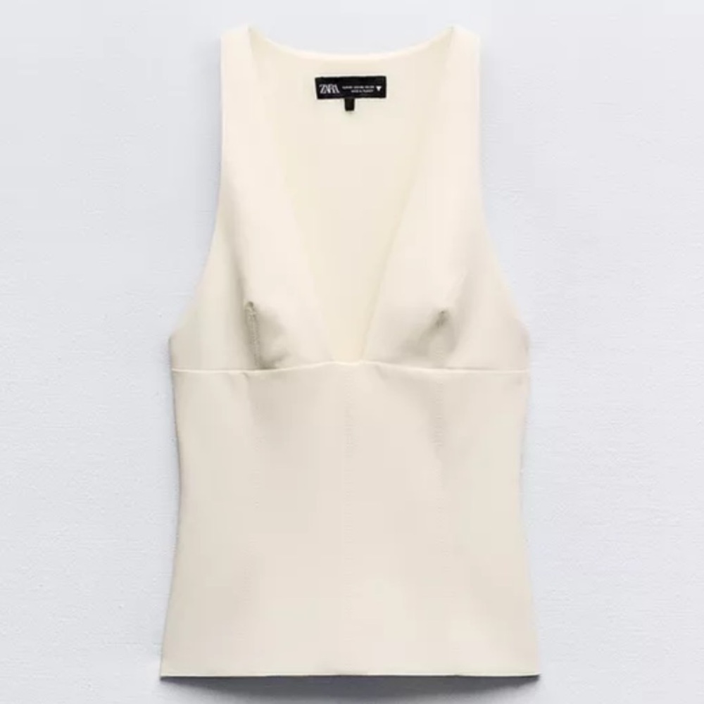 Zara stretchy fitted v neck tank top